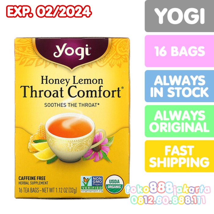 

ORIGINAL MURAH YOGI TEA HONEY LEMON THROAT COMFORT CAFFEINE FREE TEH HERBAL ORGANIK