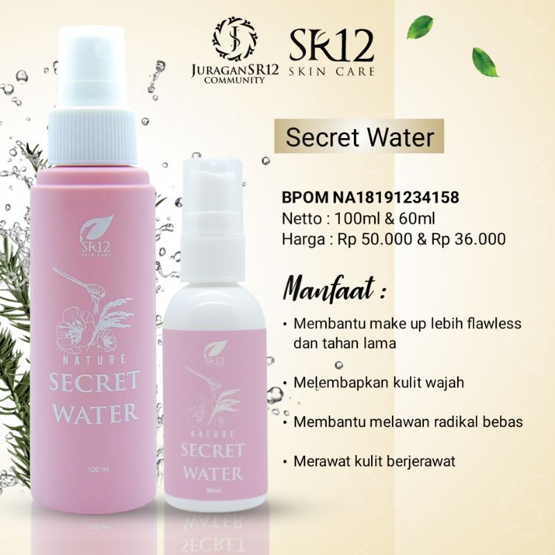 NATURE SECRET WATER SR12 FACIAL SPRAY PENYEGAR WAJAH MAKEUP TAJAN LAMA KULIT KERING BERJERAWAT BPOM