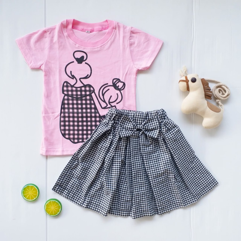 HappyOliver SET NOONA MOMMYS GIRL EBV Setelan anak perempuan motif lucu atasan dan rok berkualitas