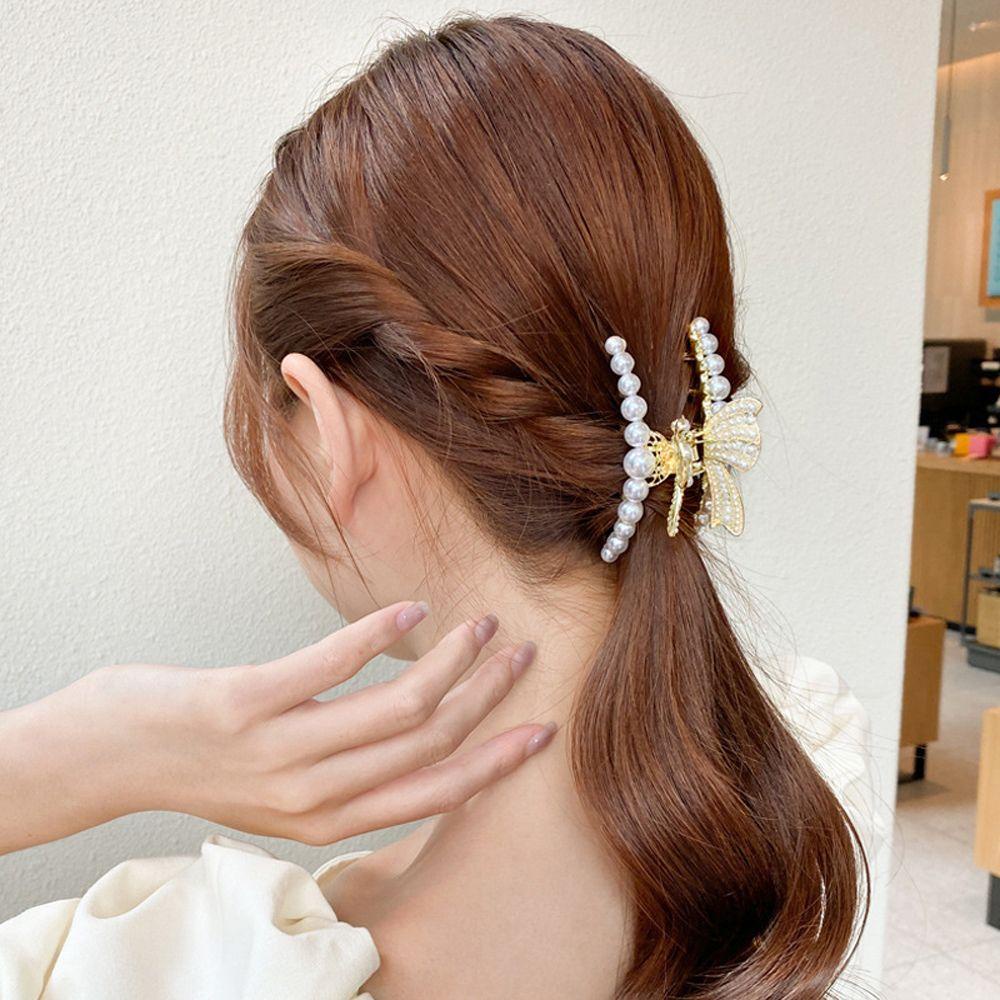 Needway   Wanita Cakar Rambut Hiasan Kepala Elegan Hollow Untuk Perempuan Klip Rambut Alloy Ponytail Holder