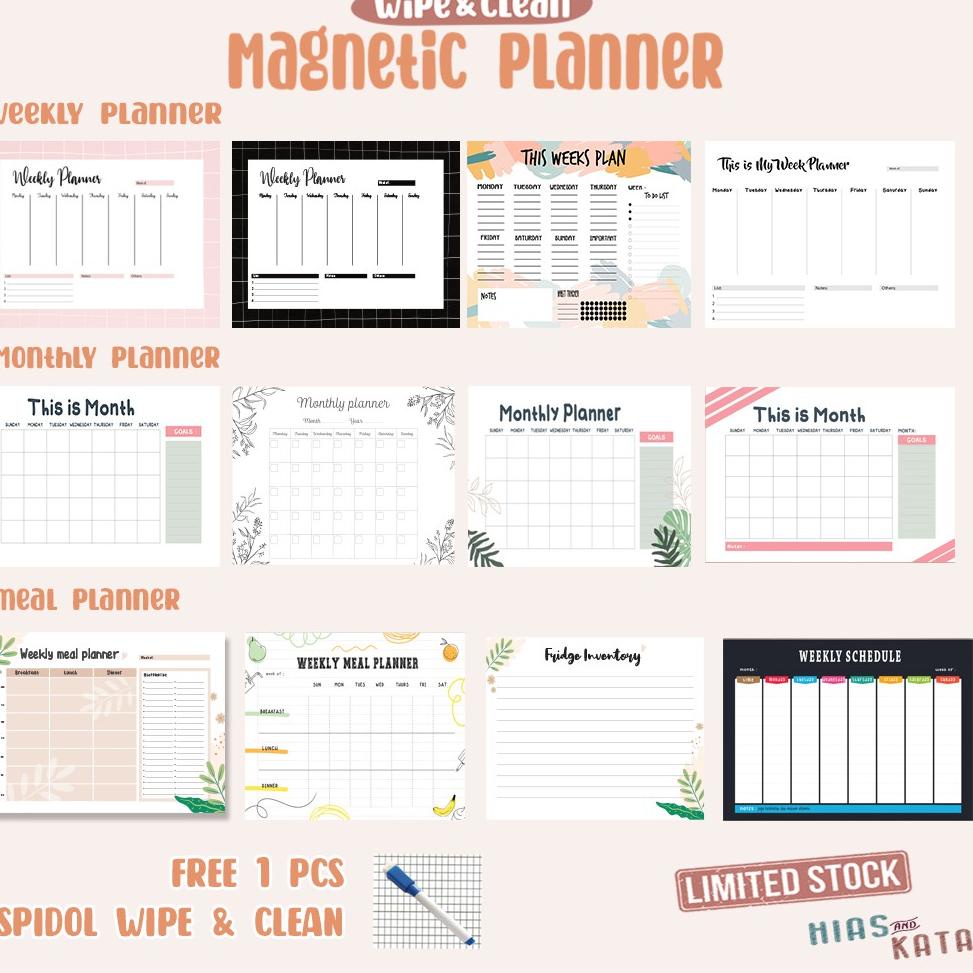 

#sale magnetic planner weekly monthly meal notes magetik planner tempel kulkas IMN