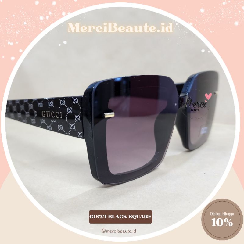 Sunglasses - kacamata hitam wayfarer Gucci black square frame keunguan gradasi gagang motif hitam pu
