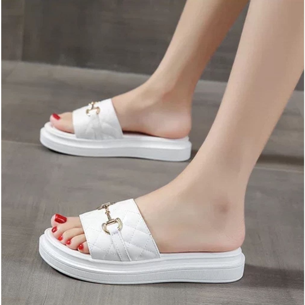 SSB10 Sandals selip slip on wanita import murah model kekinian terbaru cod jakarta