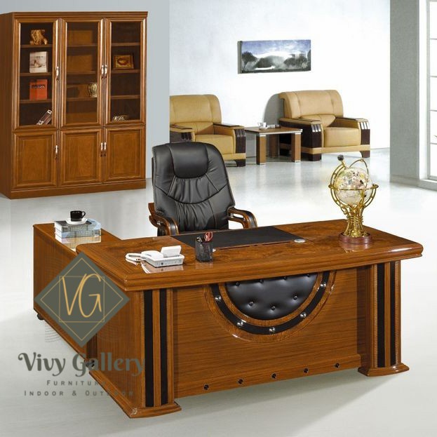 Meja kantor leter L terbaru meja kerja kayu jati modern