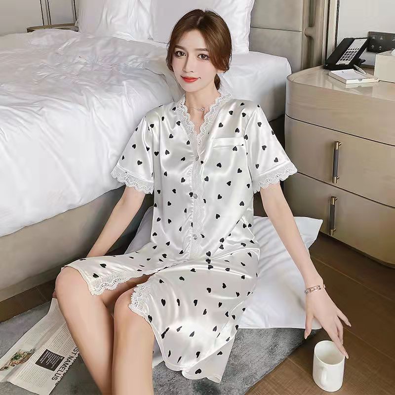 2022 baru baju tidur sutra es seksi tipis lengan pendek setengah panjang piyama  daster rayon/home dress rayon