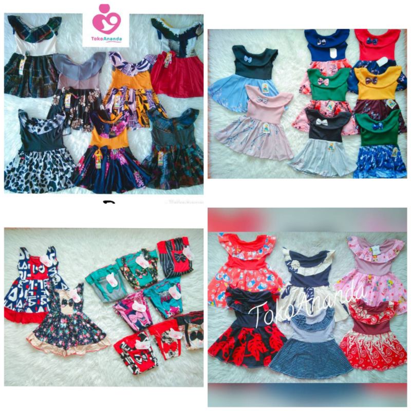 DRESS REMPEL ANAK LENGAN PENDEK / DRES ANAK LUCU / PAKAIAN ANAK PEREMPUAN DRESS  / DRESS ANAK MURAH