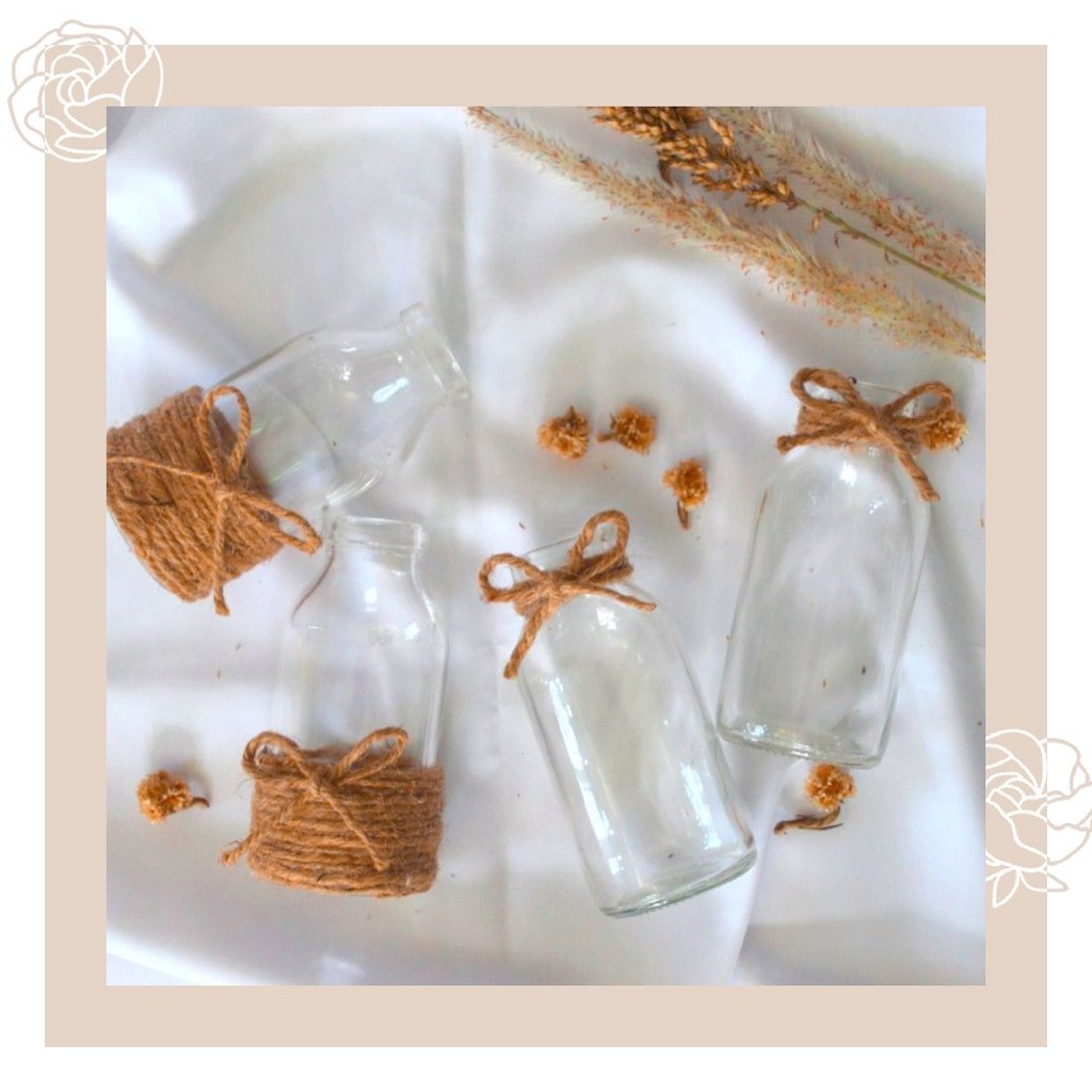 Mysthetic Pot Vas Bunga Tanaman Hias Kering Aesthetic Tali Rami Botol Kaca 100ml - VBA-01