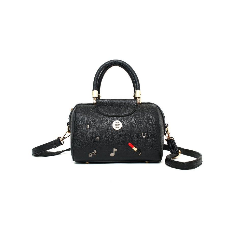 tas tangan jinjing bentuk panjang tabung hitam aksesoris wanita import