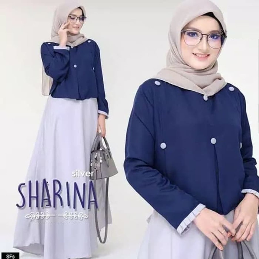 Lufy Sharina Dress 075 Dress Muslim Gamis Maxi Wanita - 6 warna - Moscrepe