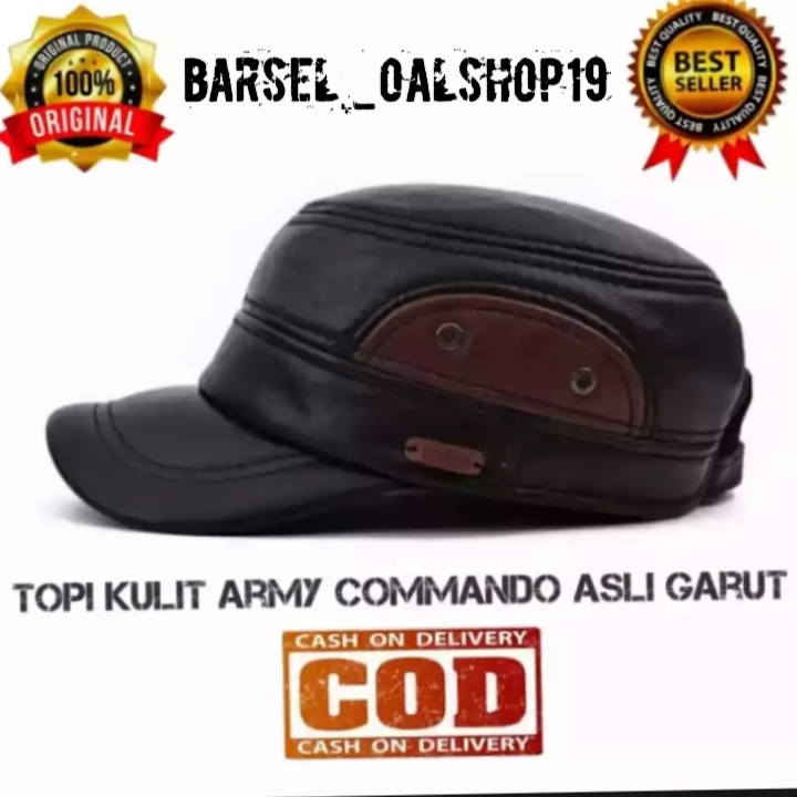 topi komando kulit asli,topi malboro kulit asli, topi kulit asli topi army komando asli kerajinan ga