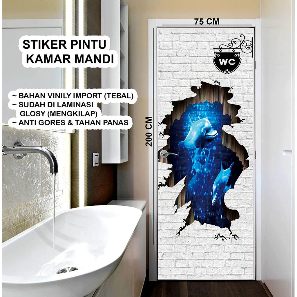STIKER PINTU KAMAR MANDI 3D