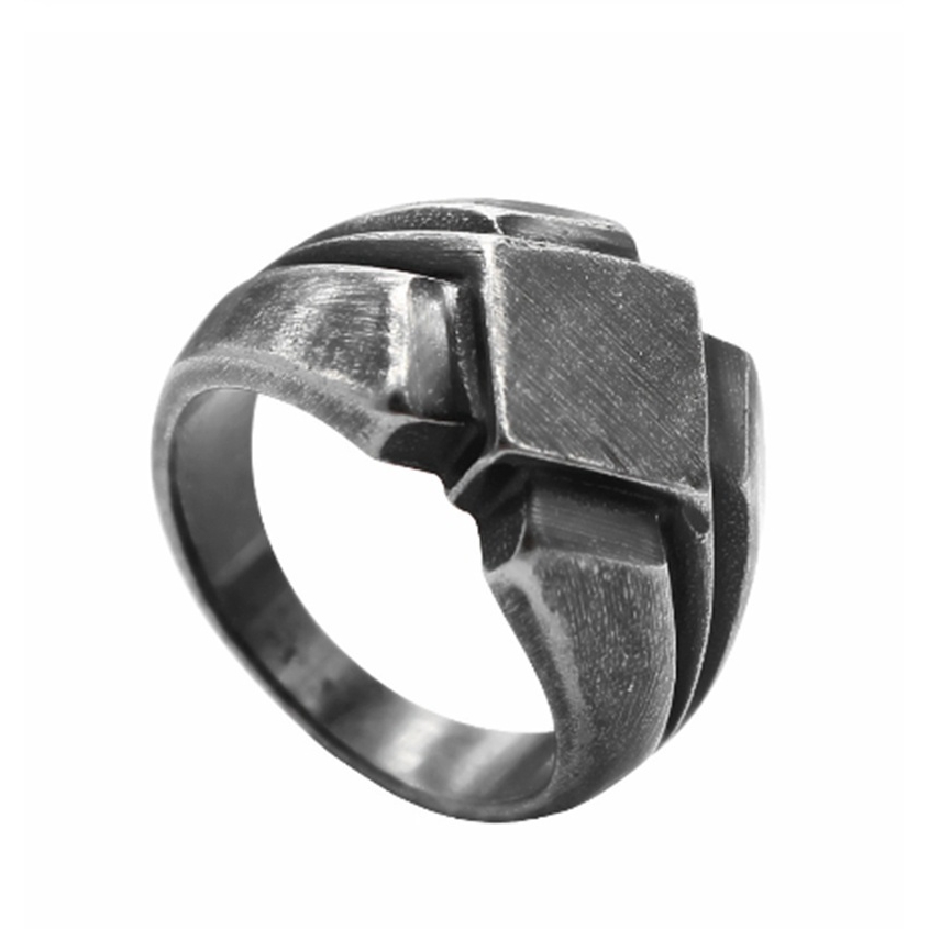 Cincin Nordic Vintage Antik Bahan Stainless Steel Warna Hitam untuk Pria