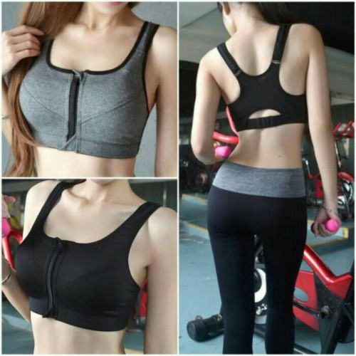 Bra Bh Sport Wanita Cewek Resleting Depan Sexy Olahraga Bra Seleting