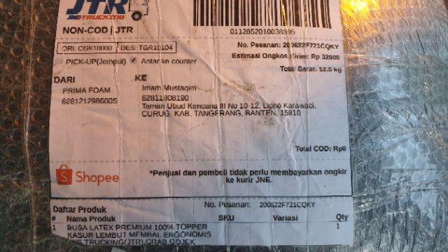 Busa Latex Premium 100% Topper Kasur  Lembut Membal Ergonomis  120 Cm X 200 Cm X 5 Cm