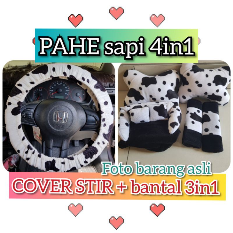 Pahe bantal + cover stir mobil tempat tisue motif polkadot loreng zebra sapi