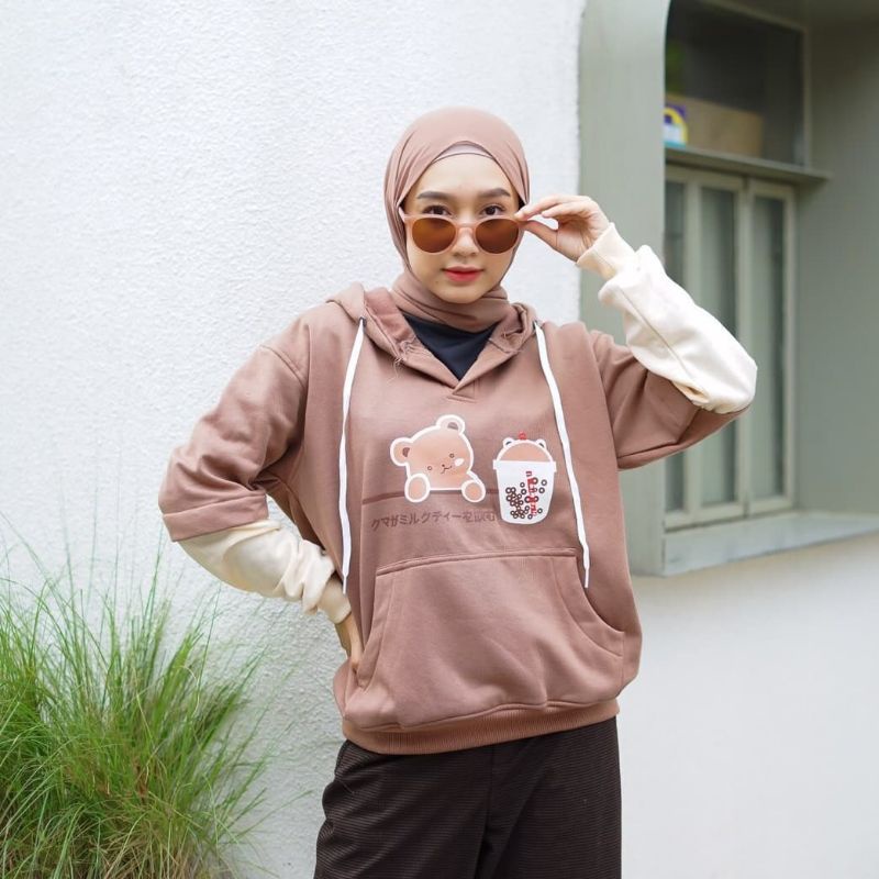 Sweater Hoodie Jaket Outerwear Pakaian Pria Wanita Oversize Korean Panda Combinasi