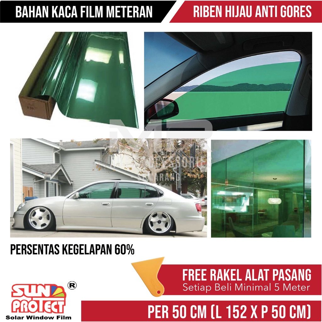 Kaca Film Riben Hijau Green SUN PROTECT Mobil Rumah Kantor Meteran