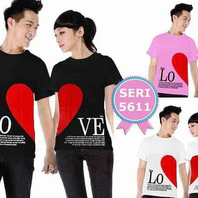 Baju Couple Valentine Love 5611 Kaos T Shirt Berpasangan Putih All Size Shopee Indonesia