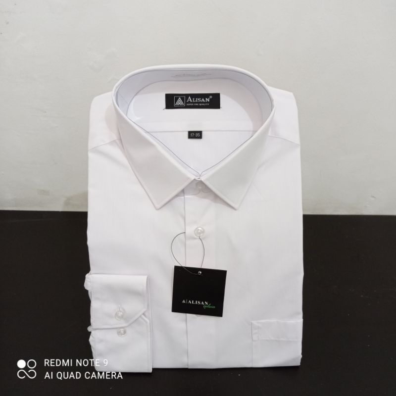 SIZE JUMBO 16,5 - 17,5 LENGAN PANJANG REGULER ALISAN Polos Putih