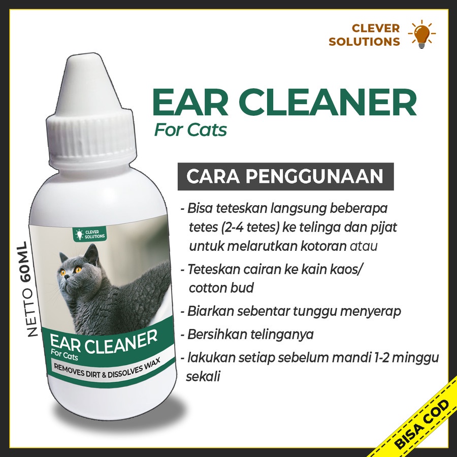 EAR CLEANER Pembersih Kotoran Telinga Kucing Grooming Kucing Pet Ear Perawatan Kucing