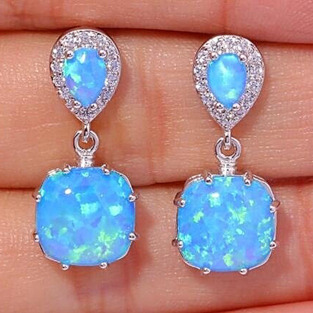 Hu Hu Hu Hu Hu Alat Bantu Pasang Kacamata♡ Anting Tusuk Gantung Wanita Hias Opal Api Untuk Pesta