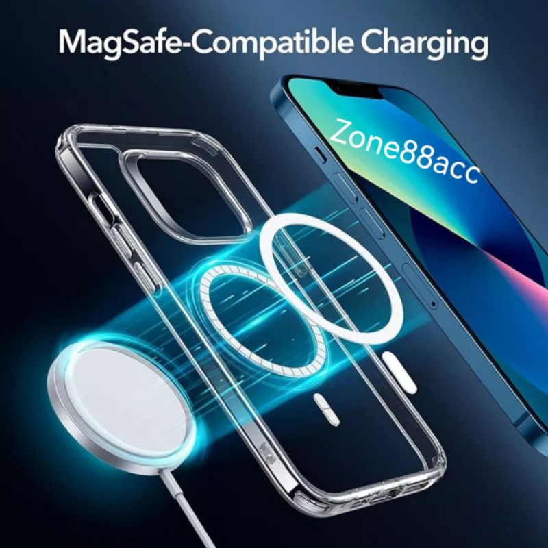 Hardcase Magsafe Iphone 13 pro max mini 13pro 13promax 13mini Clear Case Magnetic magnet Charger Charging wireless bening transparan Pelindung belakang handphone TPU