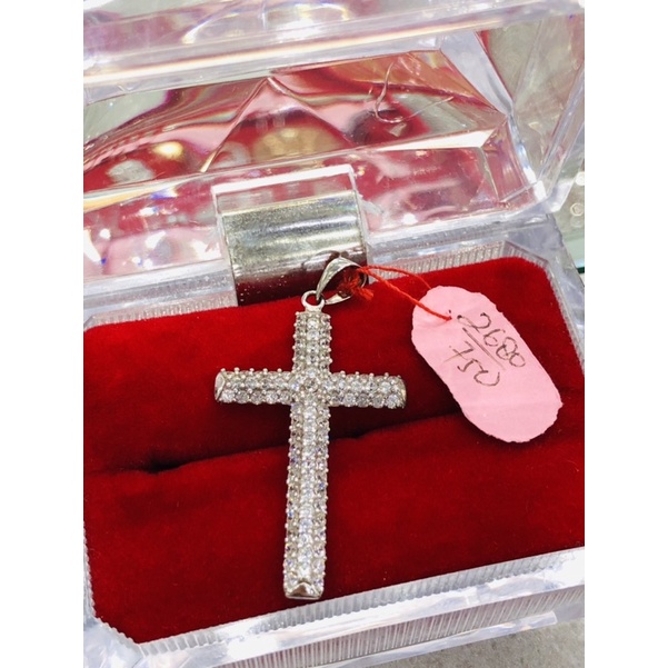 Liontin salib permata emas asli 750/17k