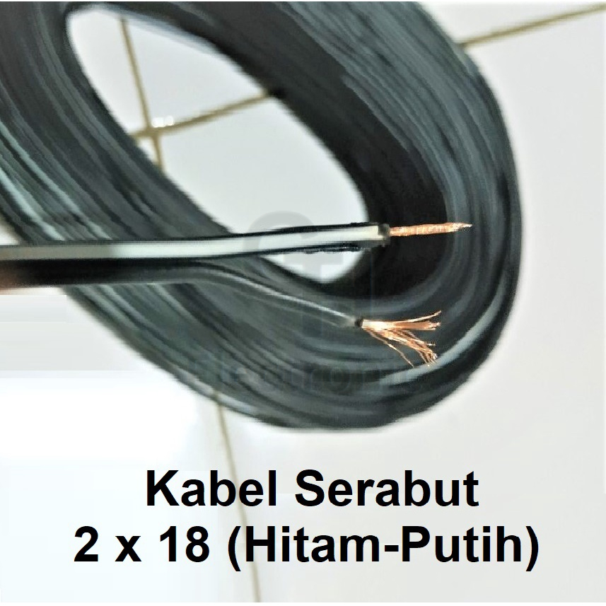 Kabel Listrik 1 Meter TR 2x18 Hitam Putih Isi 2 Serabut 1meter 2 x 18