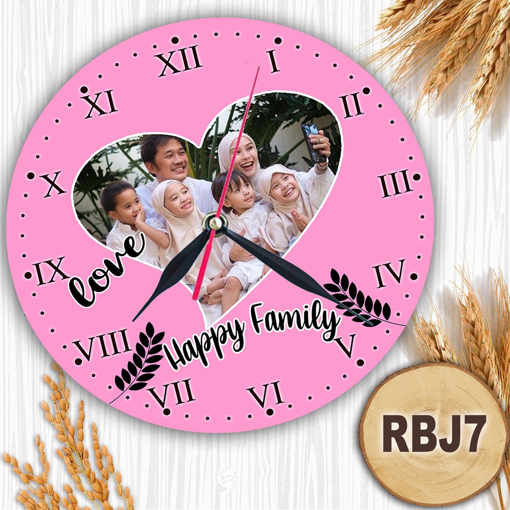JAM DINDING KAYU CUSTOM NAMA FOTO HADIAH PERNIKAHAN UNIK KADO NIKAH NIKAHAN WEDDING ULANG TAHUN LUCU-RBJ7