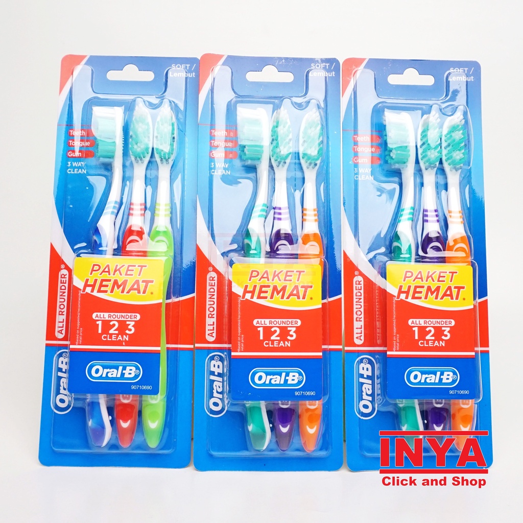 SIKAT GIGI ORAL-B ALL ROUNDER 123 CLEAN SOFT PACK isi 3pcs - Toothbrush ORAL B