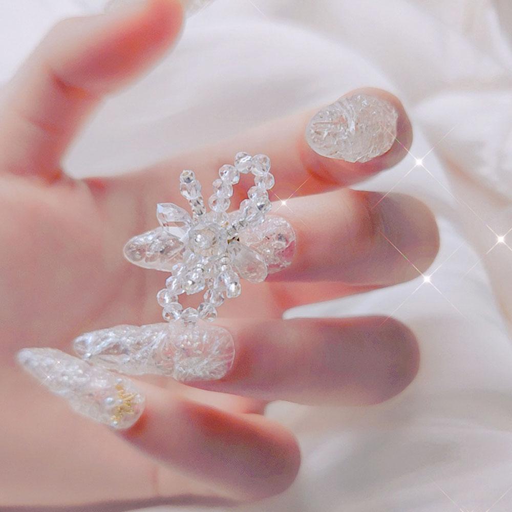 AUGUSTINA Augustina Hiasan Ikatan Simpul Kuku 1Pc Kupu Busur Kristal Mengkilap DIY Nail Art Dekorasi