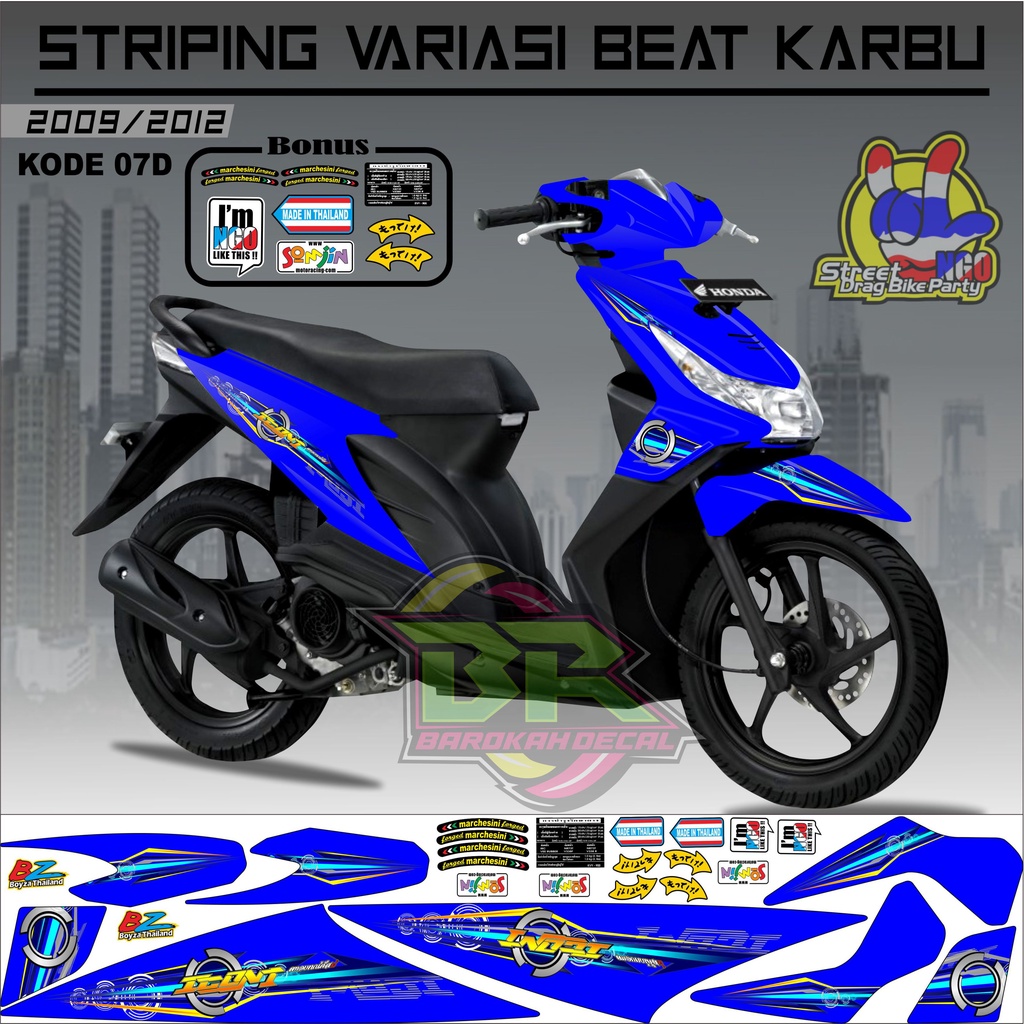 Striping Beat Karbu Stiker Lis Motor Beat Karbu kode 07