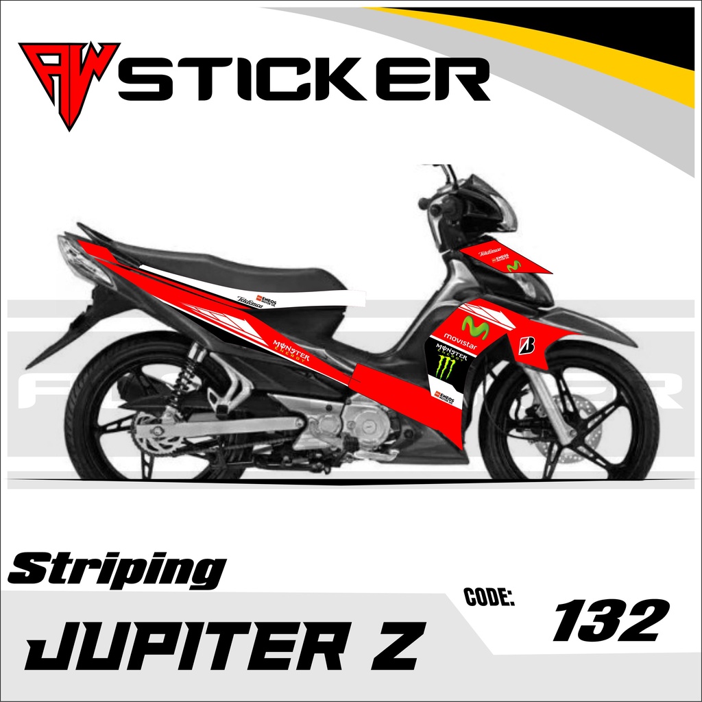 Striping jupiter z 115 / jupiter robot semi full variasi movistar, sticker striping motor jupiter z 