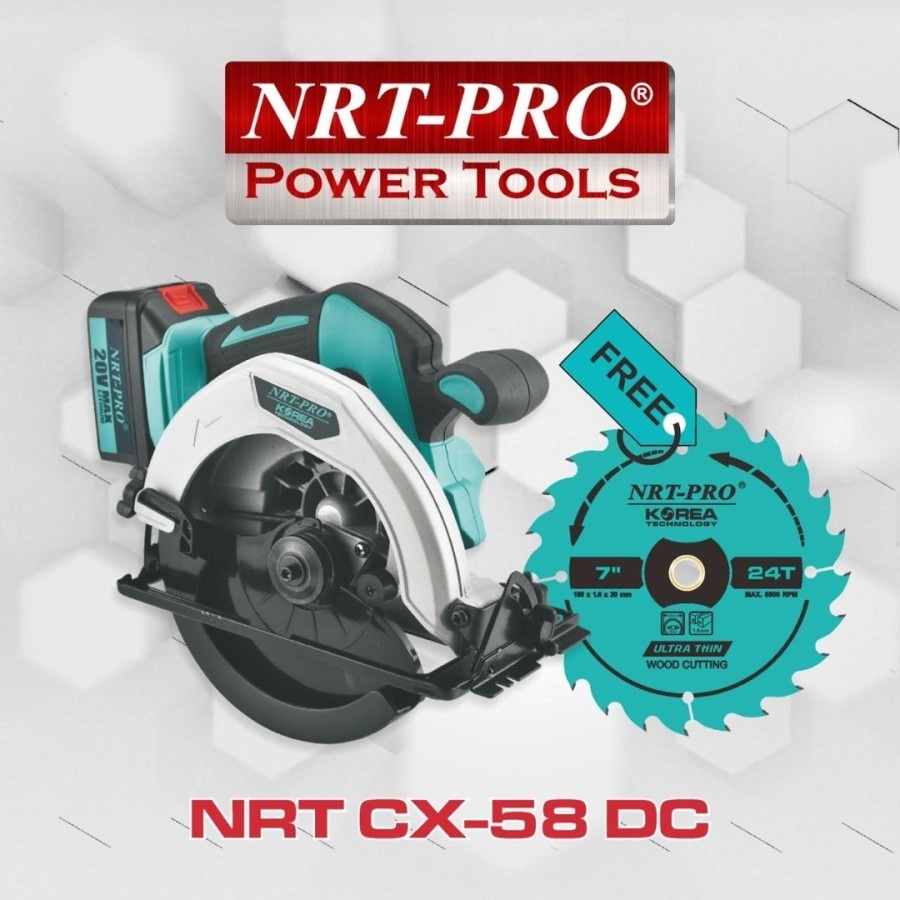 Circular Saw Cordless 7 Inch CX 58 DC Mesin Circle Kayu NRT-Pro