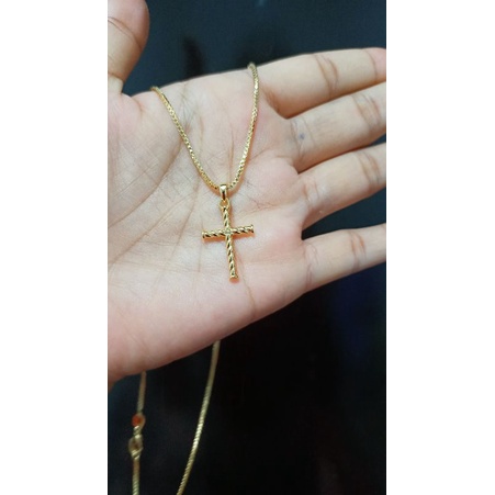 Kalung salib plintir replika mas 24,kilau, awet,tahan lama