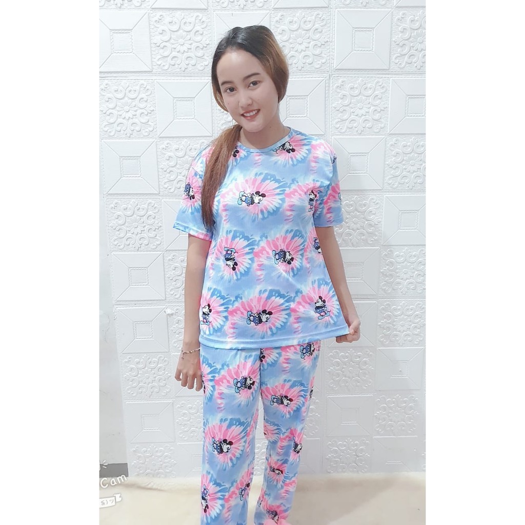 Rillo - Set Setelan CP  Wanita Tie Dye / Cotton Candy bordir Fit XL