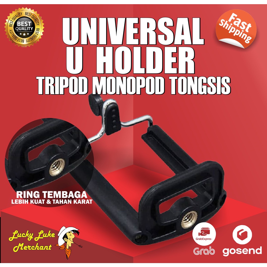 U Holder Clamp Handphone Tripod Monopod Tongsis Holder Hp Type U Universal Android Iphone