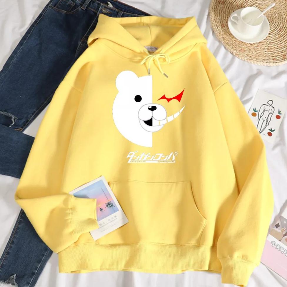 Hoodie Wanita Tebal Ori Oversize Lucu Gambar Beruang Putih Sweater Cewek Kekinian 2021 Hodie Wanita