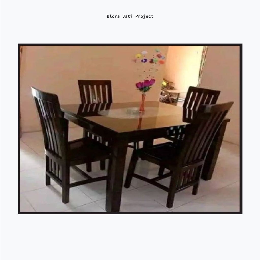 Set Kursi Meja Makan Minimalis Modern Kayu Jati Asli