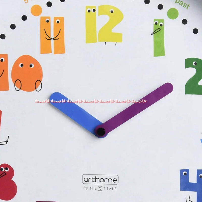 Arthome Jam Dinding Bulat Angka Warna Warni 30cm Wall Clock Grey Abu Abu Blue Colorfull Art Home