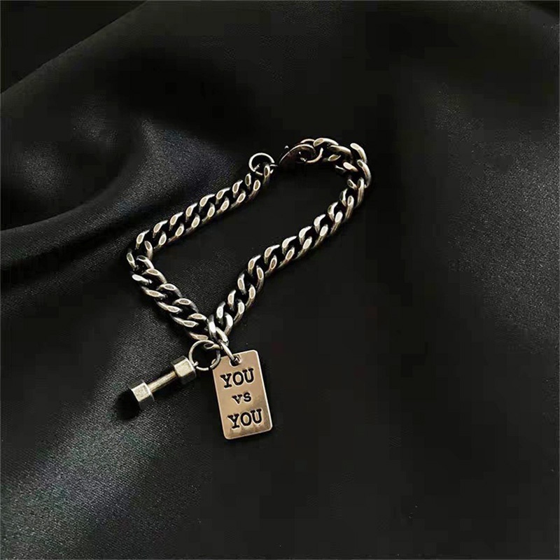 1 Pcs Gelang Couple Pasangan Teman Rantai Logam Titanium Baja Tahan Karat Perak You and Me Bracelet- olo