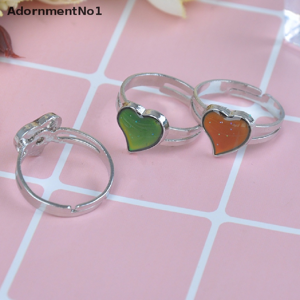 (AdornmentNo1) Cincin Mood ring Adjustable Berubah Warna Sesuai Suhu Bentuk Hati