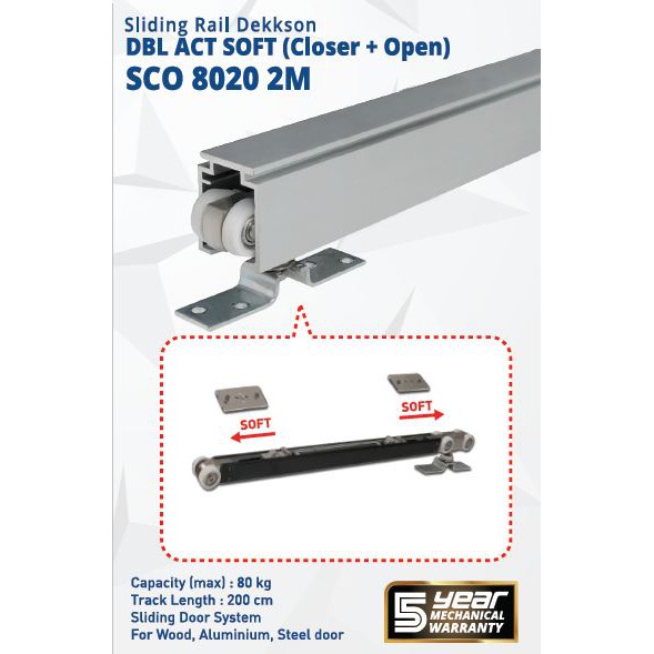SLIDING RAIL DEKKSON DBL ACT SOFT (CLOSE+OPEN) SCO 8020 2M Rel Sliding Soft Close Open Dekson