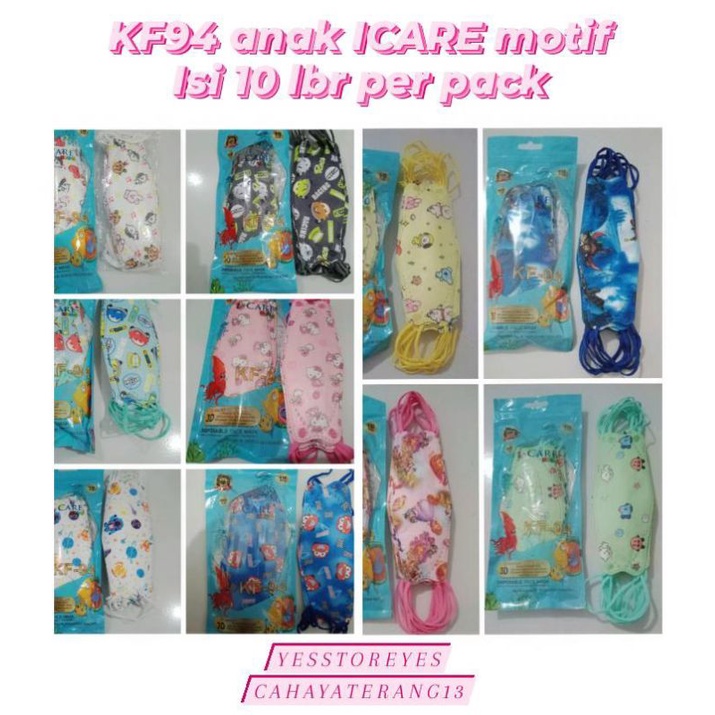 READY STOK MASKER KF94 KF 94 ANAK ICARE ANAK KIDS MERK I CARE KF 94 FISH MASK KOREA ANAK ANAK HELLO KITTY, DORAEMON, SPIDERMAN, SUPERMAN, SUPERHERO, BTS BTS21, PRINCESS SOFIA, MOBIL, CAR, DINOSAURUS 1 PACK ISI 10