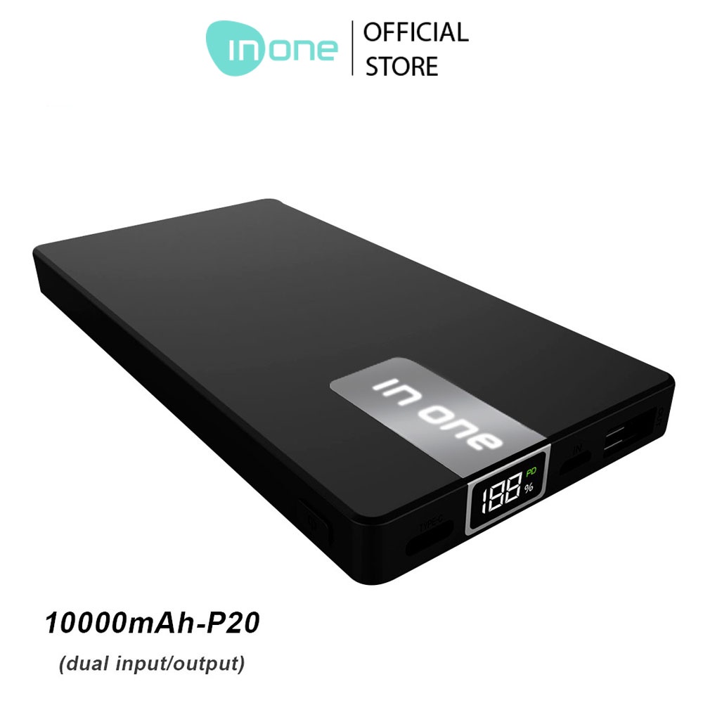inone powerbank p20 10000mah portable powerbank usb c external battery pack dual input and output