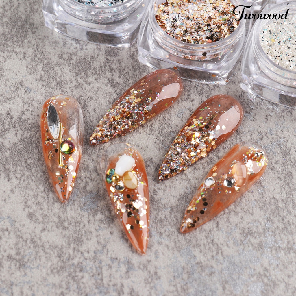 6 Pcs Bubuk Glitter Bahan Akrilik Ukuran 1g Untuk Nail Art