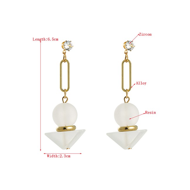 LRC Anting Tusuk Fashion White Frosted Resin Geometric Alloy Earrings K70007