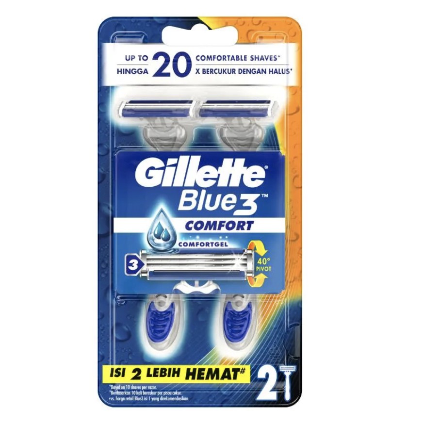 Gillette Pisau Cukur Blue 3 Biru isi 2 COMFORT