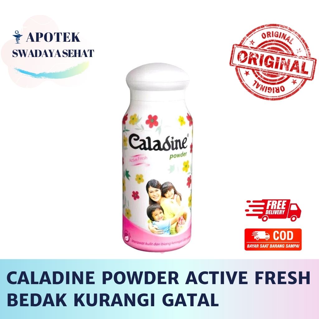 CALADINE POWDER ACTIVE FRESH 220 GR PINK - Bedak Caladin 100GR 60GR Kurangi Rasa Gatal Biang Keringat