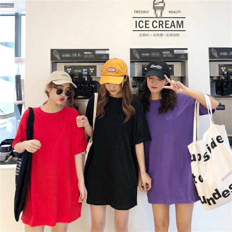 MEIMEISHOP DORLY PLAIN MILANA DRESS KAOS POLOS KOREA OVERSIZE BASIC BAJU WANITA TERMURAH LENGAN PANJANG